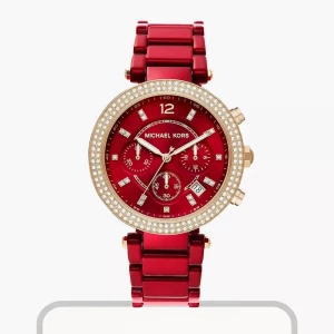 Michael Kors Parker Red Dial Red Band Fashion Ladies Watch